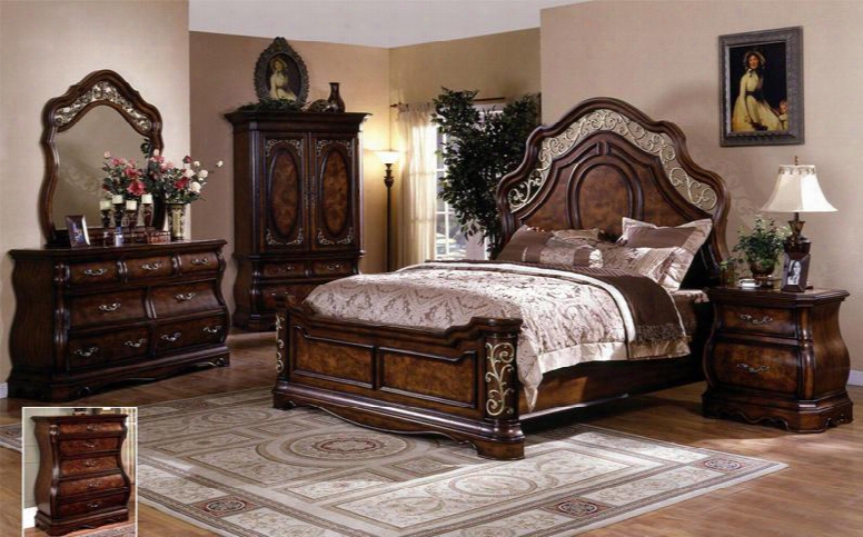 Sh2221k Shevon King Panel Bed In Dark Cherry