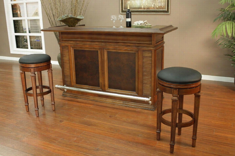 Sonata Series 713600-i 74" Bar Set Includes Bar And Two Oxford Bar Stools In A Suede Finish With Black Vinyl Stool