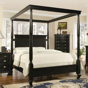 Sr8201k St. Regis King Canopy Poster Bed In Blcak