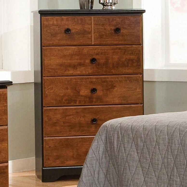 Steelwood Collection 61255 Chest Of Drawers With 5 Pullout Storage Drawers In Cherry