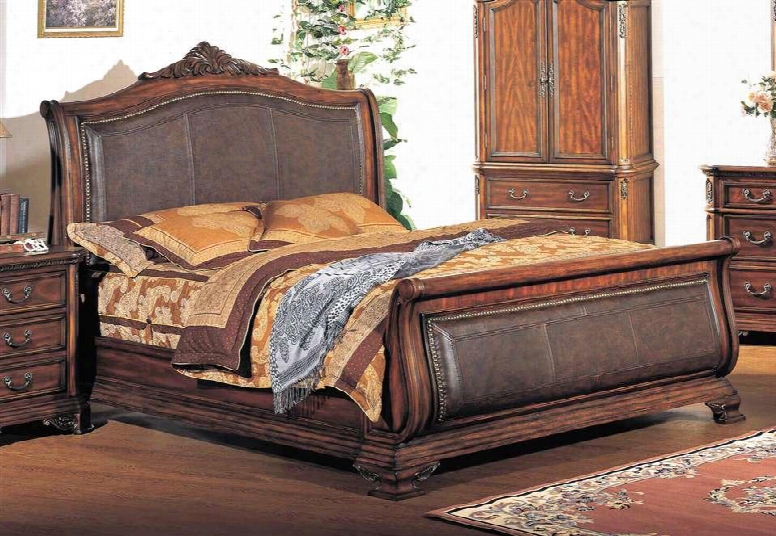 Ti5922k Tipton King Panel Bed With Leather In Dark Cherry