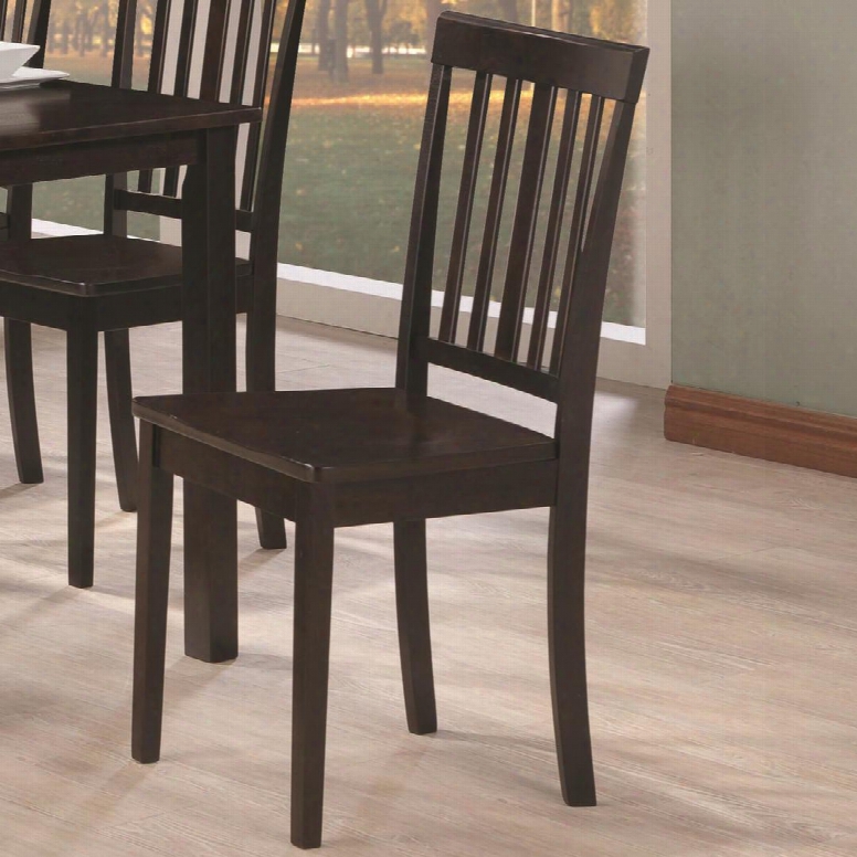 Venice 103192 37" Slat Back Dining Side Chair With Tapered Legs And Apron In