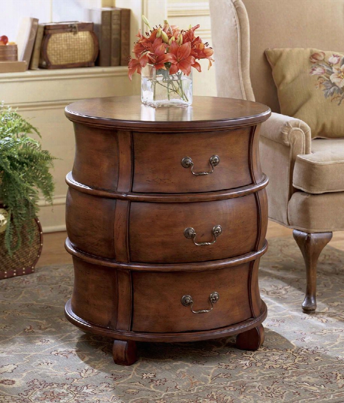0523024 Plantation Cherry Collection 3-drawer Barrel Table: