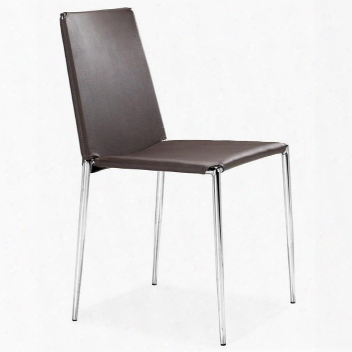 101107 Alex 34" Dining Chair With Chromed Steel Tube Frame And Leatherette Upholstery In