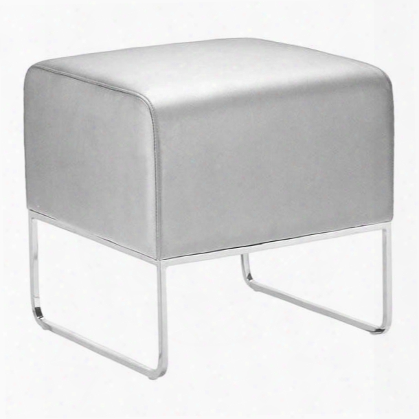 103008 Plush Collection 19" Ottoman With Chromed Steel Tube Legs And Leatherette Upholstery In
