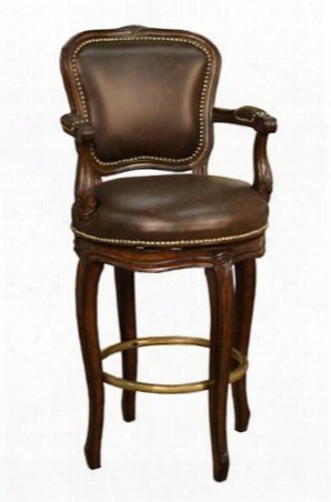 126837 Salvatore Traditional Bar Stool 26" Seat 34.5" Arms Finished In Buckeye And Roma