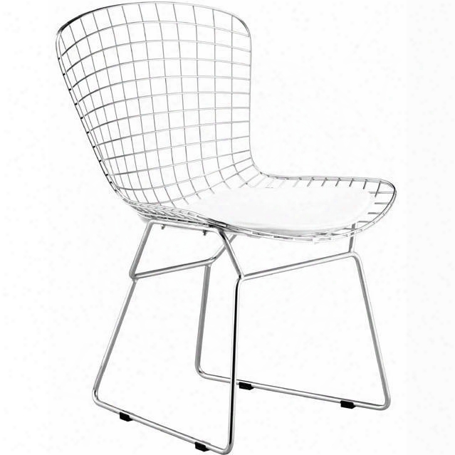 188000 Wire 32" Non-stackable Dining Chair With Solid Steel Construction And Modern Design Chrome