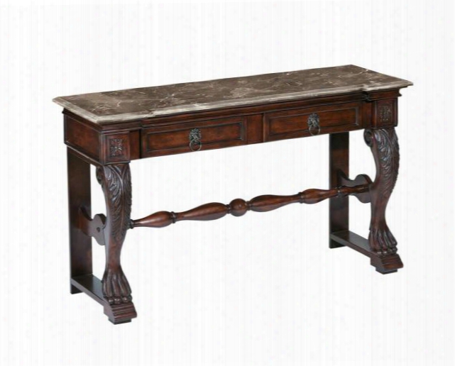 22240 Wellington Collection Traditional Carved Console Table With Marble Top: Dark