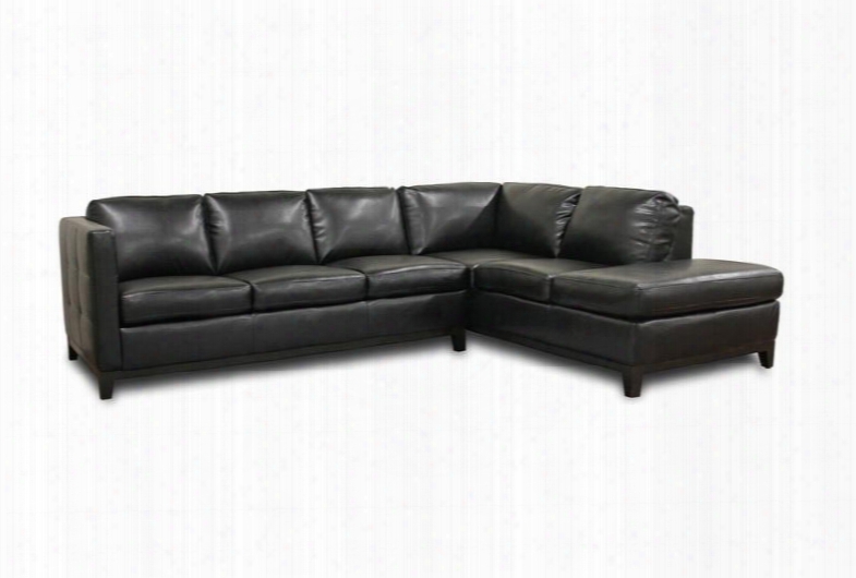 3166-sofa/chaise-du013/l016 Rohn Series Black Leather Modern Sectional