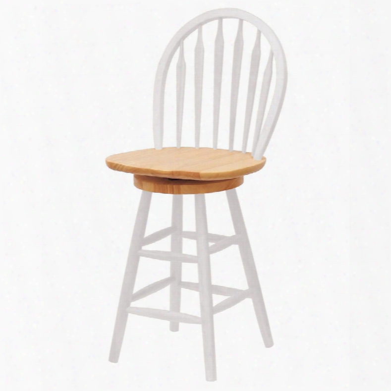 53624 Windsor Swivel Stool 24inch Single Rta In Naturla Finish With White Accent On Back And