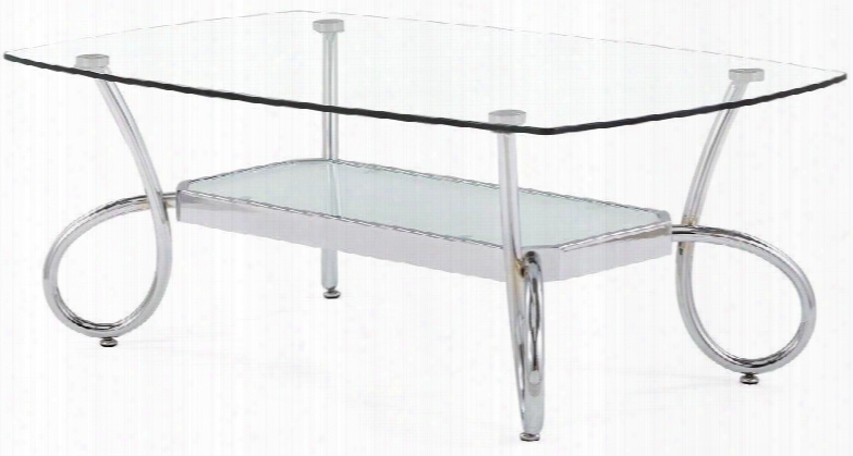 559c Modern 48" Length Clear Glass Top Coffee Table With Silver