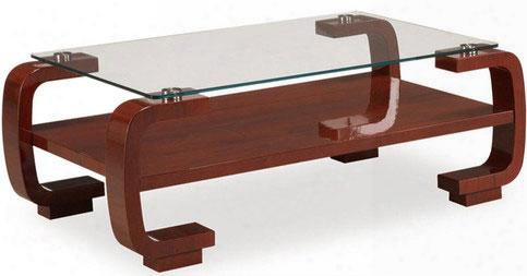 728c 48" Rectangular Coffee Table With Clear Glass Top Open Wood Shelf Stylish Legs In