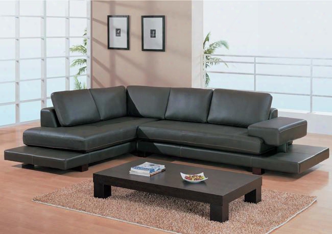 729 Sectional Sofa In  Dark Espresso Brown Leather With Forest