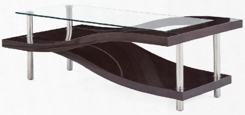 759wc 50"-length Glass Top Ocffee Table Witth Rectangular Shape In Wenge