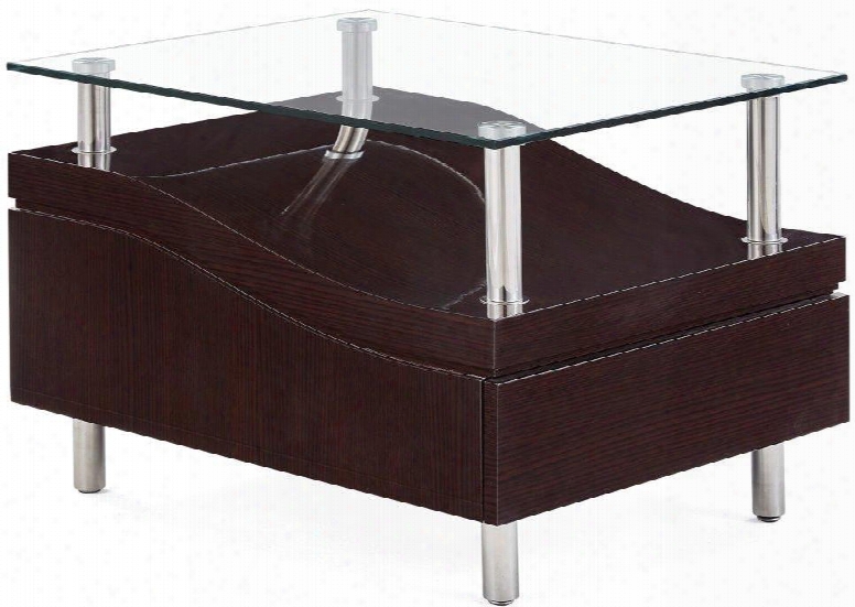 759we 29"-length Glass Top End Table In Wenge