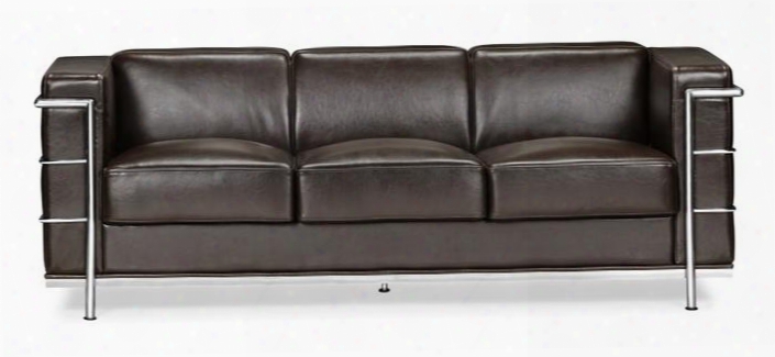 900232 Fortress Collection 76" Sofa With Chrome Base And Leatherette Upholstery In