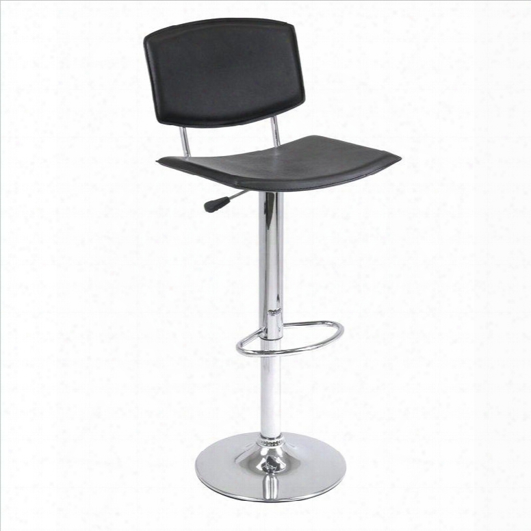 93140 Spectrum Air Lift Stool Black Curved Seat Faux Leather Single