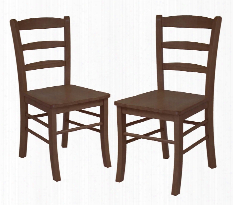 94232 Set Of 2 Ladder Back Chair In Antique Walnut