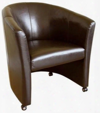 A-131-001-dk Full Leather Club Chair With Wheels In Dark