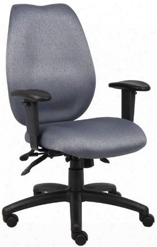 B1002-ss-gy 39" High Back Task Chair With Seat Slider Adjustable Height Armrests Hooded Double Wneel Casters Back Angle Lock And 27" Nylon Base In