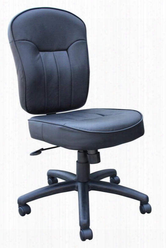 B1560 41" Mid-back Task Chair With Adjustable Tilt Tension Upright Locking Position Hooded Double Wheel Casters In Black Leather