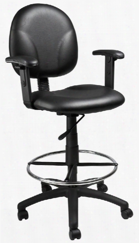 B1619-cs 39" Drafting Stools With Adjustale Arms & Footring Contoured Back And Seat Seat Height Adjustment 27" Nylon Base Hooded Double Wheel Casters In