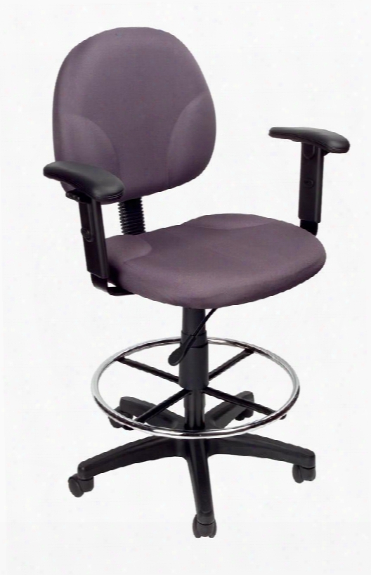 B1691-gy 39" Drafting Stools With Adjustable Arms & Footring Contoured Back And Seat Seat Height Adjustment 27" Nylon Base Hooded Double Wheel Casters In