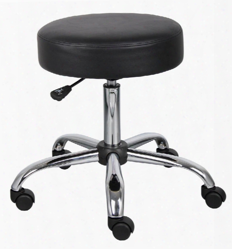 B240-bk 35" Caressoft Medical Stool With Adjustable Seat Height Dual Wheel Casters And Chrome Base In