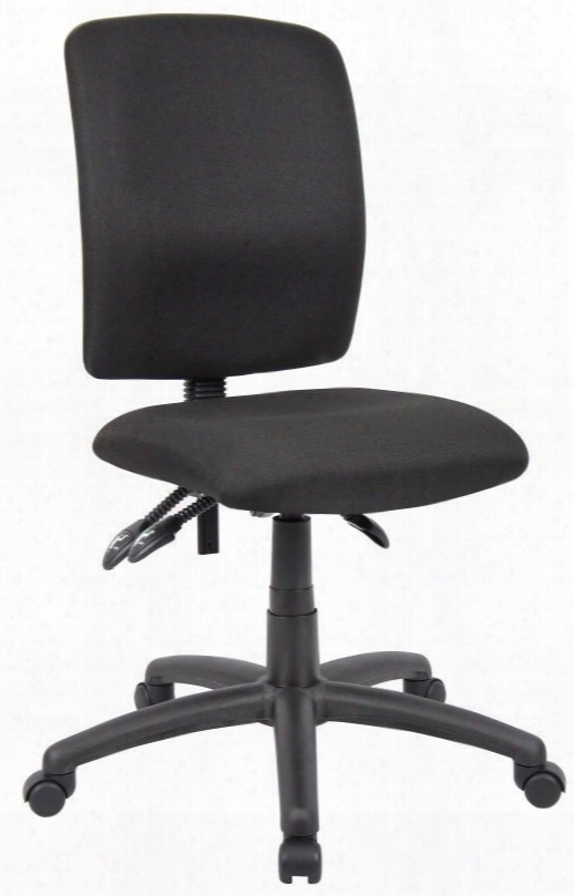 B3035-bk 35" Multi-function Task Chair With Back Angle Lock Seat Tilt Lock Seat Height Adjustment 27" Nylon Base And Hooded Double Wheel Casters In Black