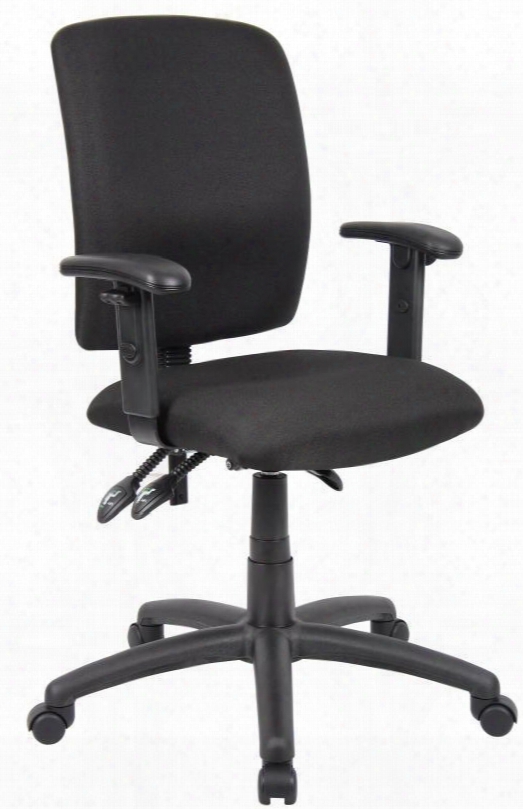 B3036-bk 35" Multi-function Task Chair With Adjustable Arms Back Angle Lock Seat Tilt Lock Seat Height Adjustment 27" Nlon Base And Hooded Double Wheel