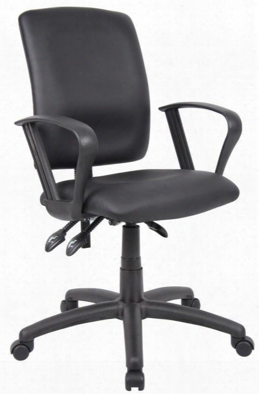 B3047 35" Multi-function Task Chair With Loop Arms Back Angle Lock Seat Tilt Lock Seat Height Adjustment 27" Nylon Base And Hooded Double Wheel Casters  In