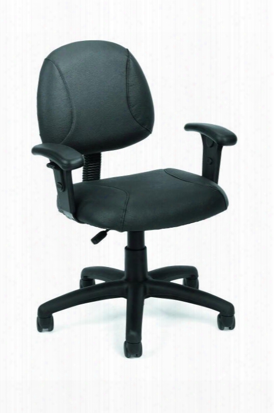 B306 35" Posture Chair With Adjustable Arms Thick Padded Seat And Back Waterfall Seat Adjustable Back Depth Seat Height Adjustment And 5 Star Nylon Base In