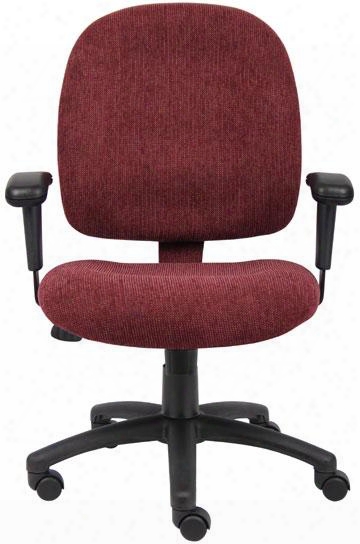 B495-wn 37" Mid-back Task Chair With Adjustable Arms 25" Five Star Base Hooded Double Wheel Casters Seat Height Adjustment And Adjustable Tilt Tension