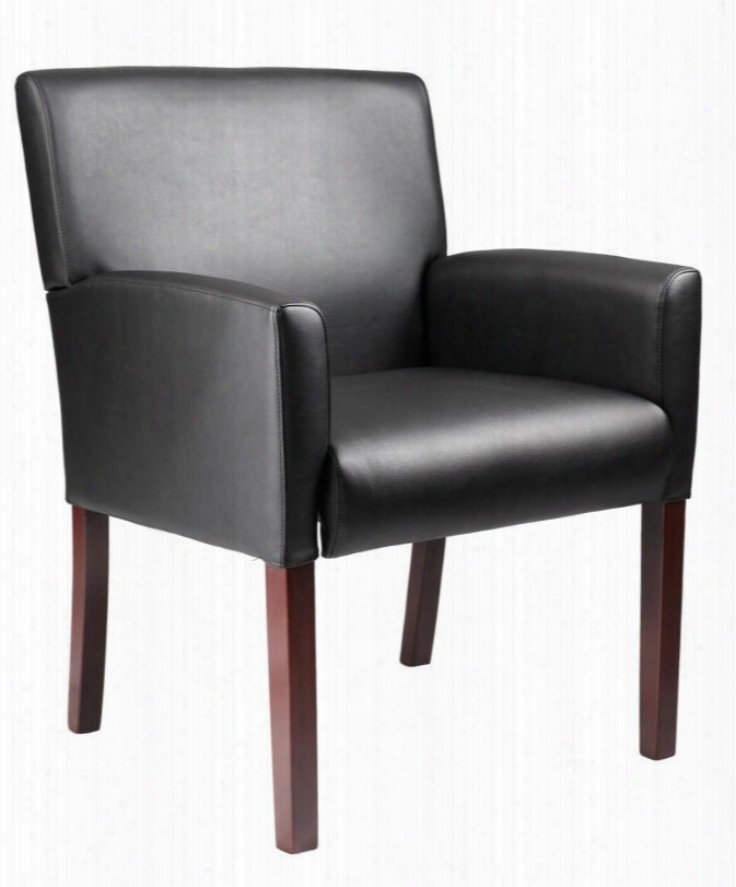 B629m 36" Reception Box Arm Chair Upholstered In Durable Caressoft Upholstery In Mahogany