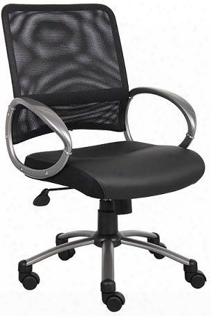 B6406 39" Task Chair With Mesh Back Loop Arms Adjustable Tilt Tension Control Gas Lift Height Adjustment Metal Base And Hooded Double Wheel Caters In