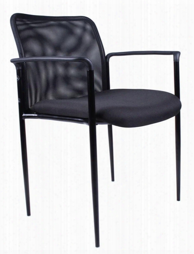 B6909-bk 33" Stackable Guest Chair With Tapered Legs Painted Tubular Steel Frame Molded Cap Arms Waterfall Seat And Upholstered In Black Mesh