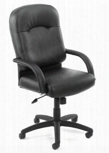 B7402 43" High-back Executive Chair With Knee Tilt 27" Nylon Base Upright Locking Position And Adjustable Tilt Tension Control In Black Caressoftplus