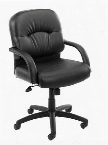 B7407 38" Mid-back Executive Chair With Knee Tilt Padded Armrests 27" Nylon Ba5e Upright Locking Position And Adjustable Tilt Tension Control In Black