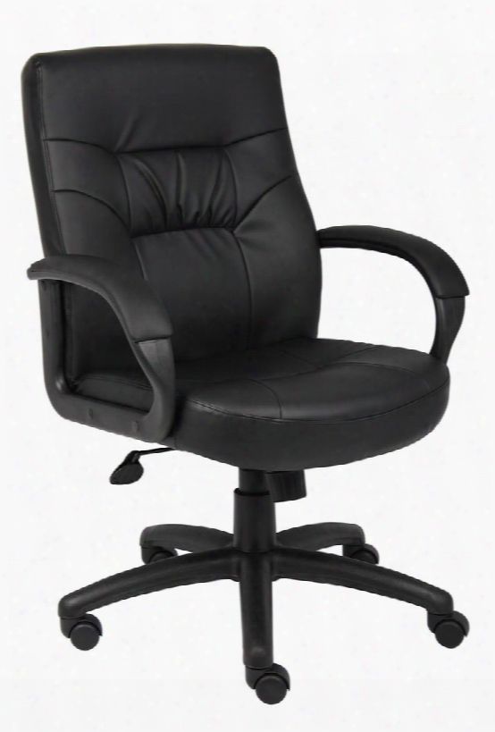 B7507 40" Mid-back Executive Chair With Passive Ergonomic Seating Upright Locking Position Pneumatic Gas Lift Seat Height Adjustment And Upholstered In Black
