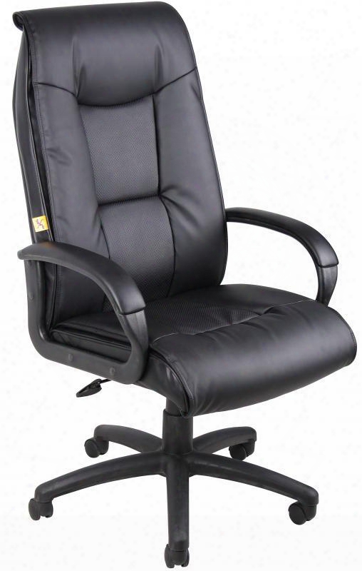 B7602 45" Executive Leather Plus Chair With Padded Armrests Knee Tilt Pillow Top Design Adjustable Tilt Tension Control Pneumatic Gas Lift Seat Height