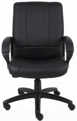 B7906 40" Mid-back Chief Magistrate Chair Padded Armrest Upright Locking Position Pneumatic Gas Lift Seat Height Adjustment And Adjustable Tilt Tension Control In