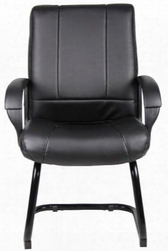 B7909 40" Mid-back Guest Chair With Padded Armrests In Black Caressoftplus