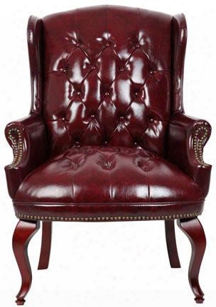 B809-by 42" Wingback Traditional Guest Chair With Button Tufted Styling And Hand Applied Antique Brass Nails In