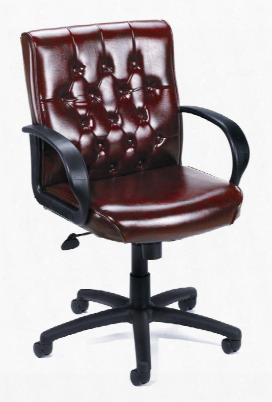 B8507-by Burgundy Button Tufted Mid Back Executive Chair With Knee