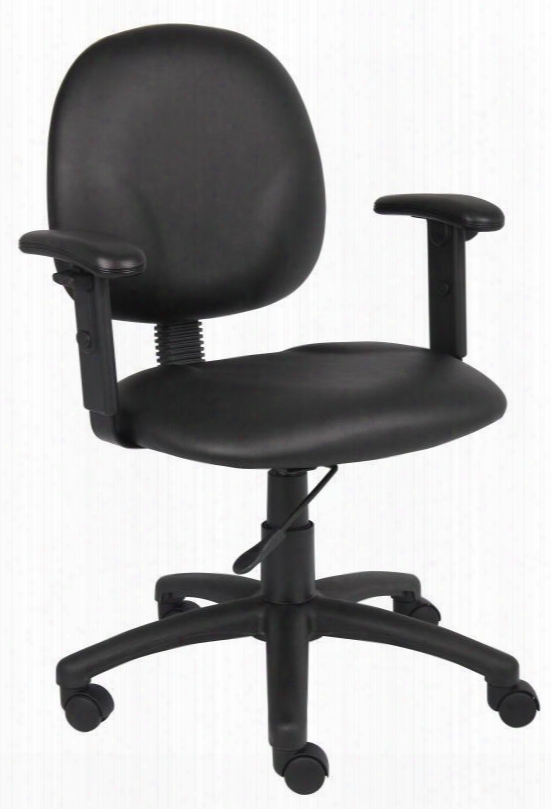 B9091-cs 32" Mid Back Tassk Chair With Adjustable Arms Contoured Back And Seat Extra Large Seat And Back Cushions And Pneumatic Gas Lift Seat Height