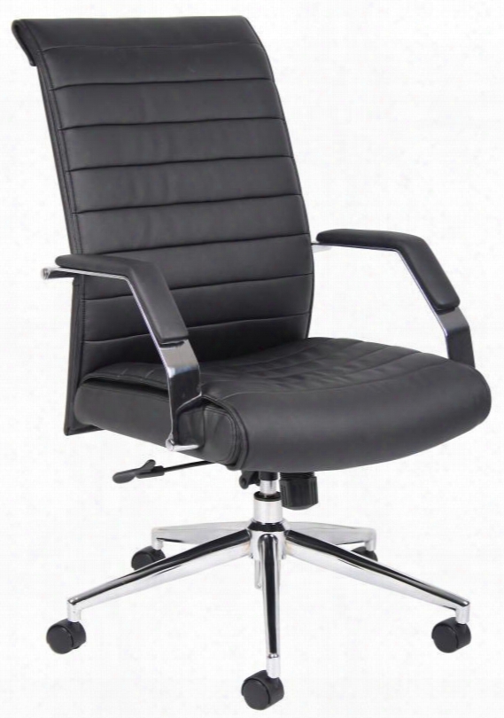 B9441 41" High Backk Executive Ribbed Chair With Metal Arms Padded Armrests Adjustable Tilt-tension Control And 27" Chrome Base In