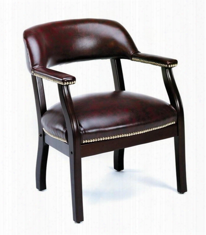 B9540-by 30" Traditional Captain's Chair With Sturdy Hardwood Frame No-sag Spring Seat And Nail Head Trim In Burgundy