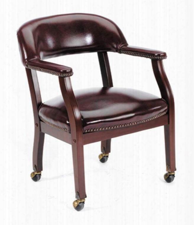 B9545-by 30" Traditional Captain's Chair With Casters Nail Head Trim Sturdy Hardwood Frame And No-sag Spring Seat In