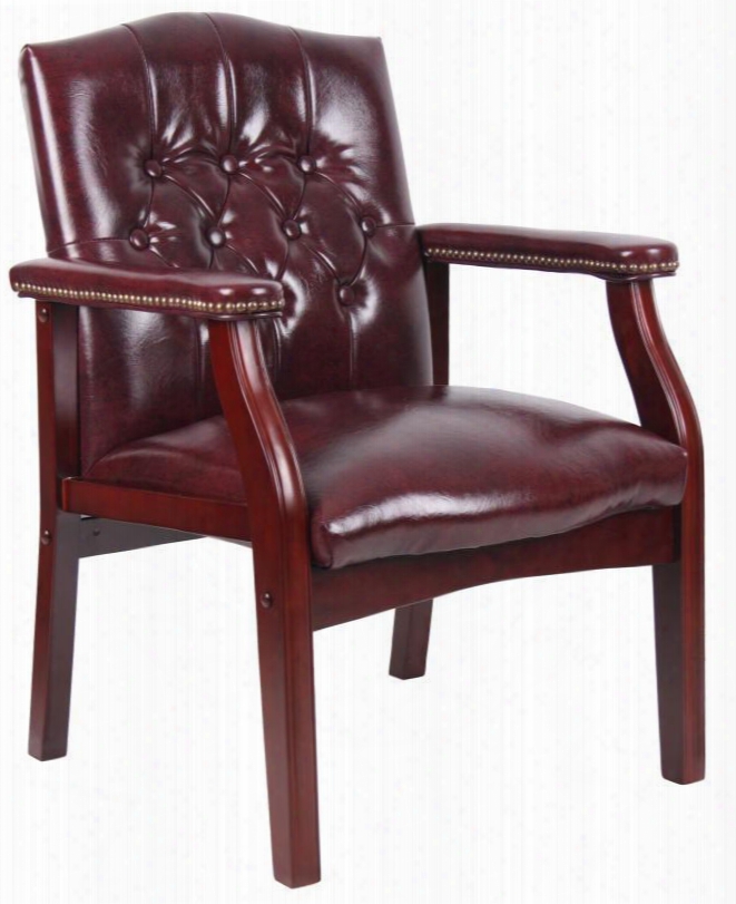 B959-by 36" Traditional Guest Chair With Mahogany Finished Wood Components And Nail Head Trim In Burgundy Oxblood