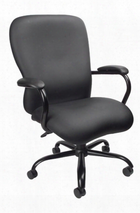 B990-cp 43" Heavy Duty Executive Chair With 2 Paddle Sprin Gtilt Mechanism Seat Height Adjustment And 27" Brushed Metal Five Star Base In Black Caressoft